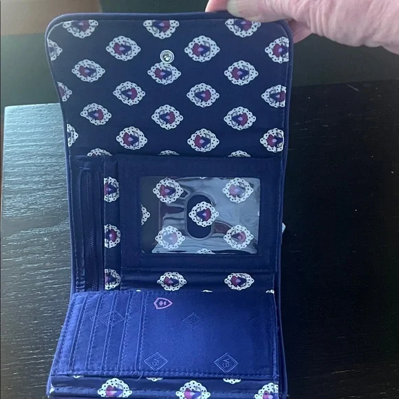 Vera Bradley Blue and Purple Floral Tri-Fold Wallet - Picture 5 of 8